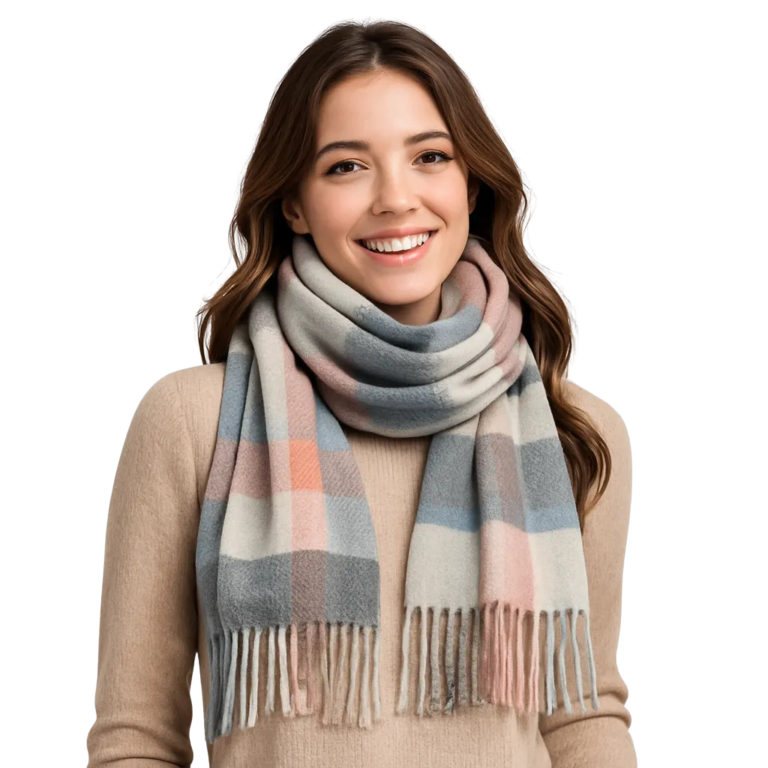Szopy.pl - Moda odzież na miarę twoich oczekiwań Szalik damski zimowy w kratę – modny i ciepły dodatek na chłodne dni Szopy.pl
